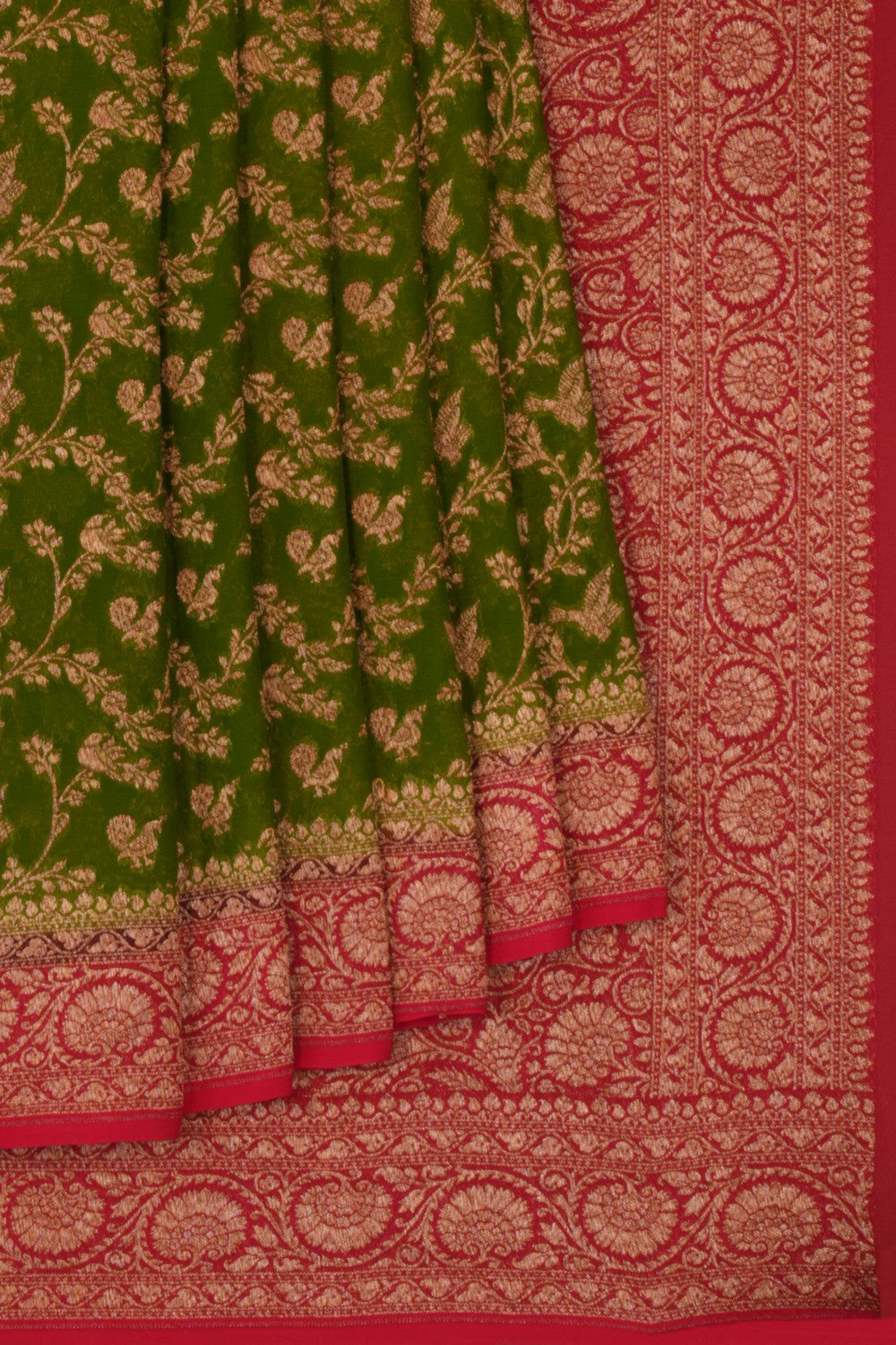 Banarasi Chiffon Green Saree