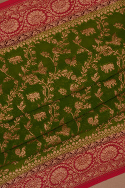 Image of Banarasi Chiffon Green Saree