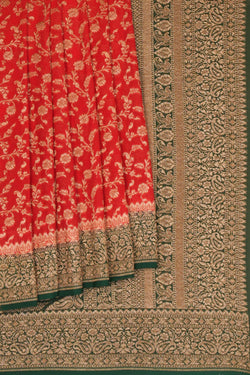 Image of Banarasi Chiffon Red Saree