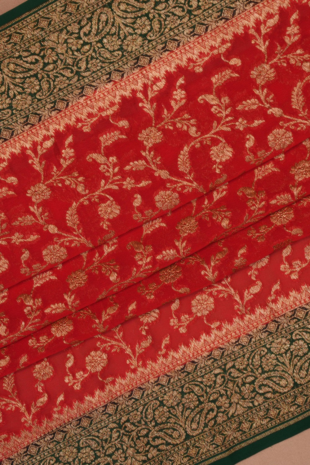 Banarasi Chiffon Red Saree