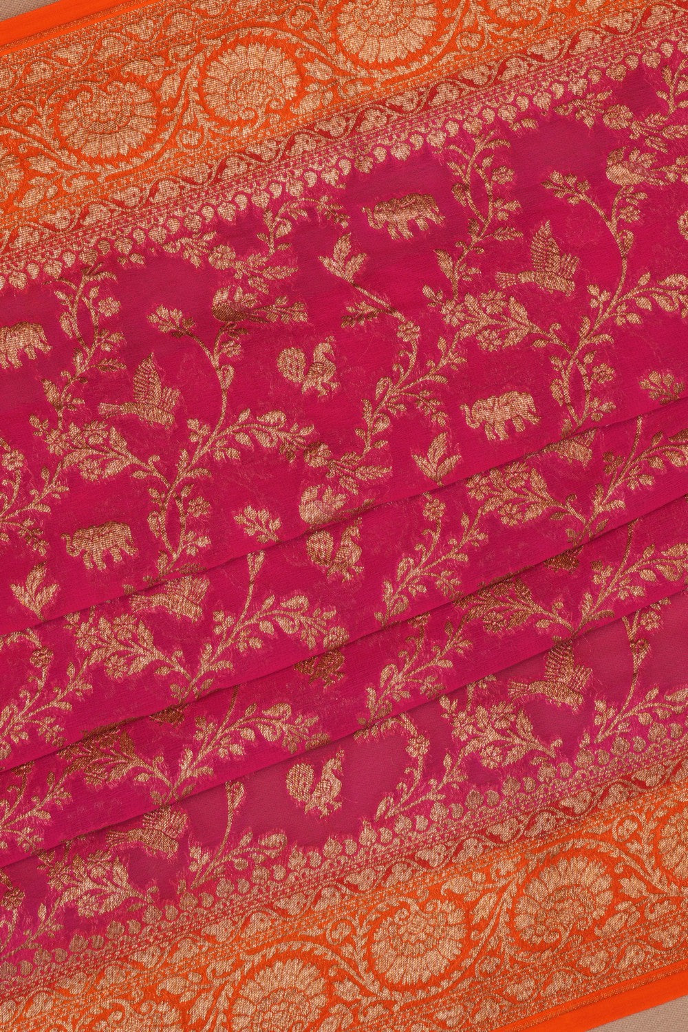 Banarasi Chiffon Pink Saree