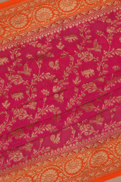 Image of Banarasi Chiffon Pink Saree