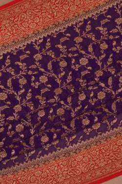 Image of Banarasi Chiffon Purple Saree