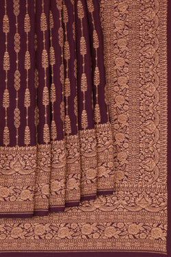 Image of Banarasi Crepe Deep Wine Violet Saree