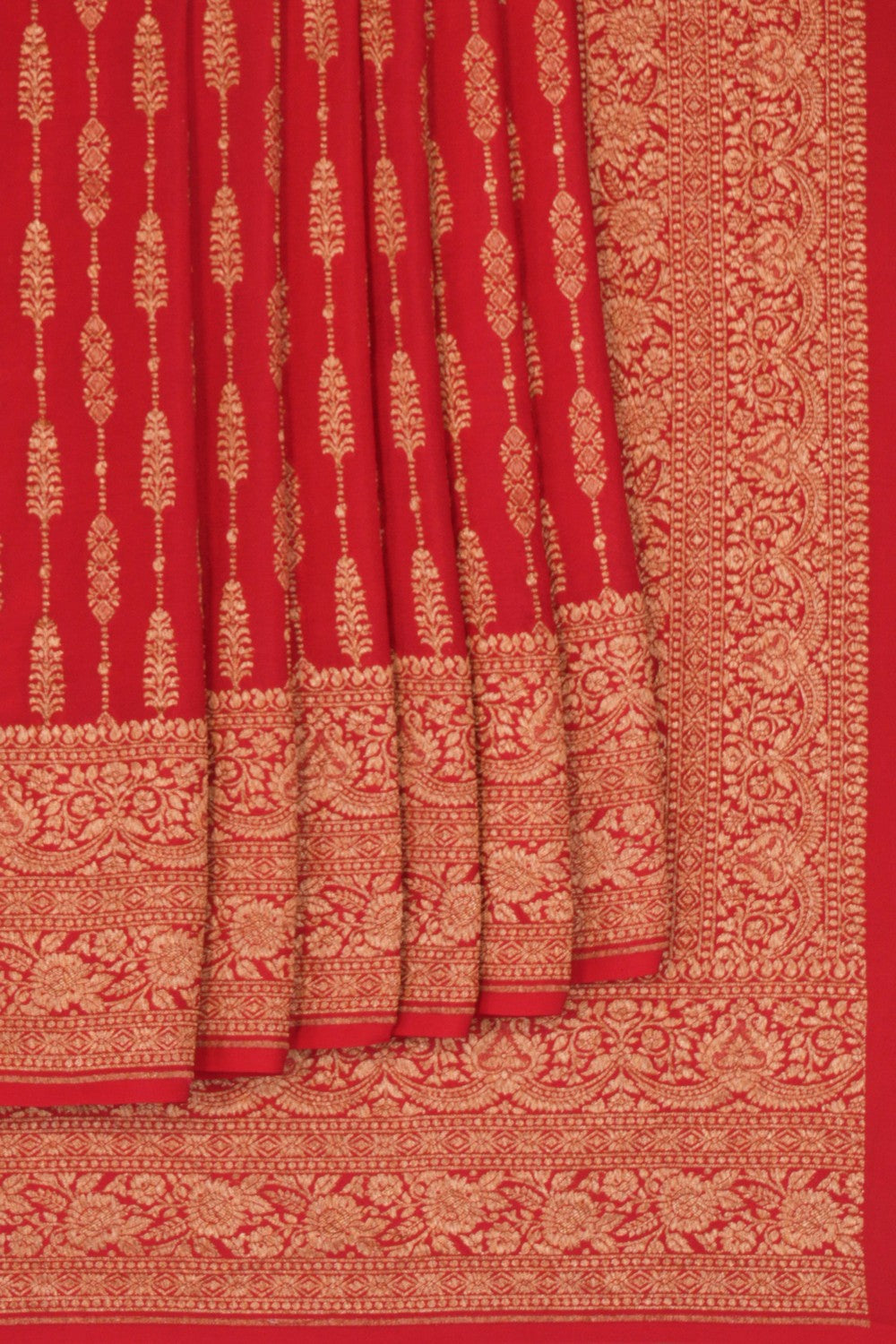 Banarasi Crepe Red Saree