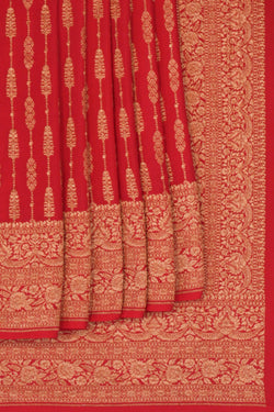 Image of Banarasi Crepe Red Saree