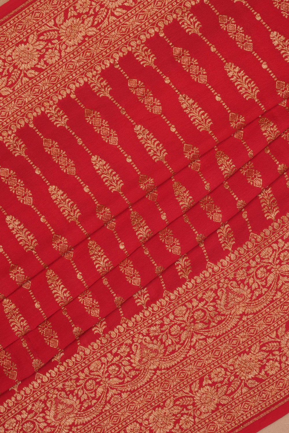 Banarasi Crepe Red Saree