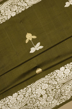 Image of Dupion Silk Heena Green Saree