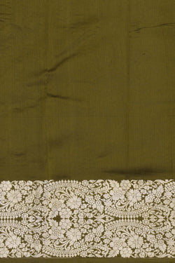 Image of Dupion Silk Heena Green Saree