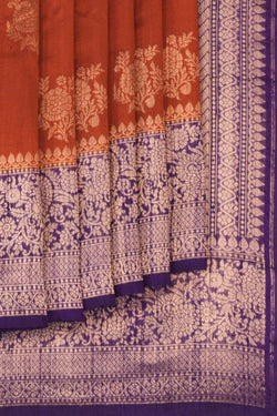 Image of Dupion Silk Orange Saree