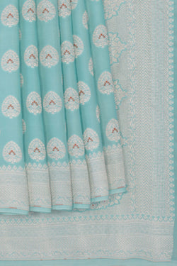 Image of Banarasi Crepe Silk Sky Blue Saree