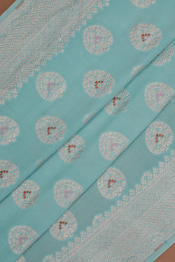 Image of Banarasi Crepe Silk Sky Blue Saree