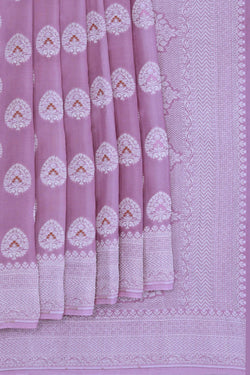 Image of Banarasi Crepe Silk Mauve Pink Saree