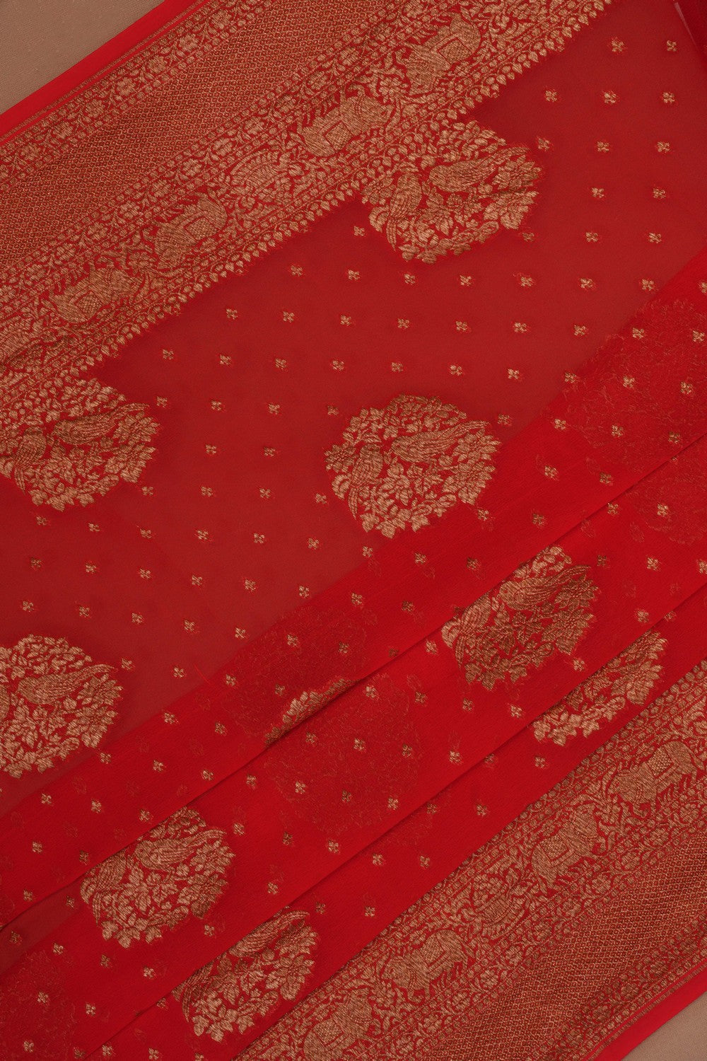 Banarasi Georgette Red Saree