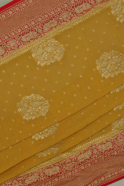 Image of Banarasi Georgette Mustard Saree