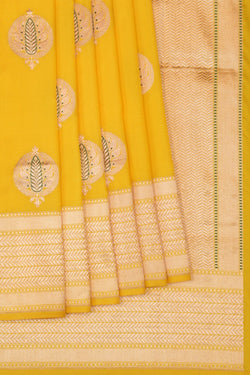 Image of Banarasi Katan Silk Spring Yellow Saree