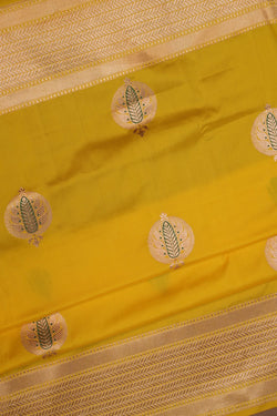 Image of Banarasi Katan Silk Spring Yellow Saree