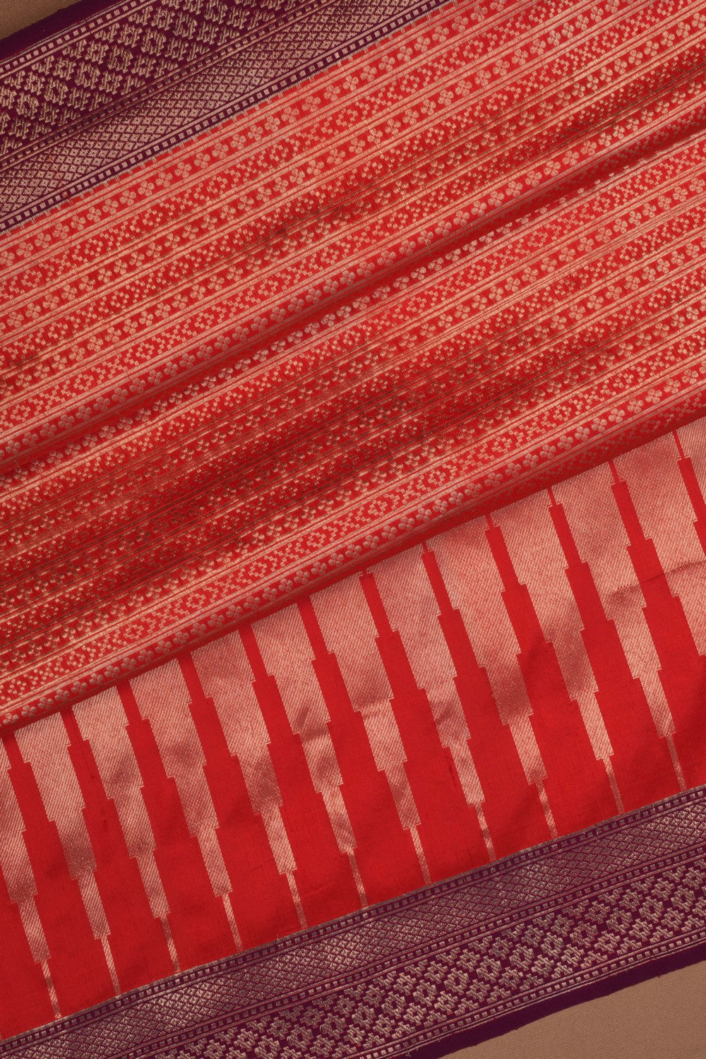 Banarasi Silk Coral Red Saree