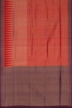 Image of Banarasi Silk Coral Red Saree