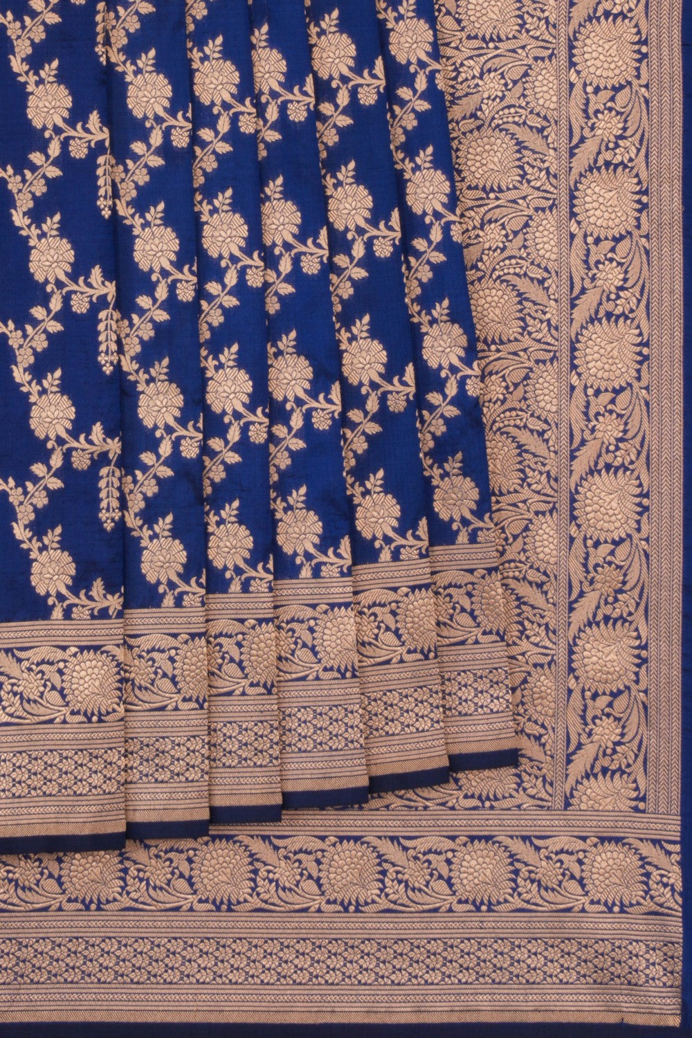 Banarasi Silk Brocade Indigo Blue Saree