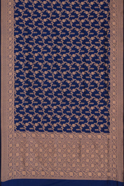 Image of Banarasi Silk Brocade Indigo Blue Saree