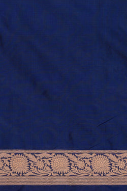 Image of Banarasi Silk Brocade Indigo Blue Saree