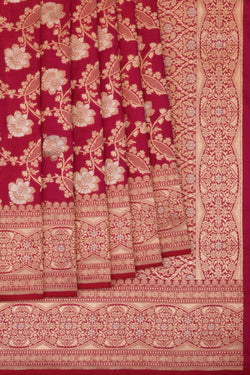 Image of Banarasi Katan Silk Fuchsia Pink Saree