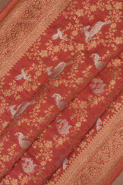 Image of Banarasi Satin Silk Coral Pink Saree