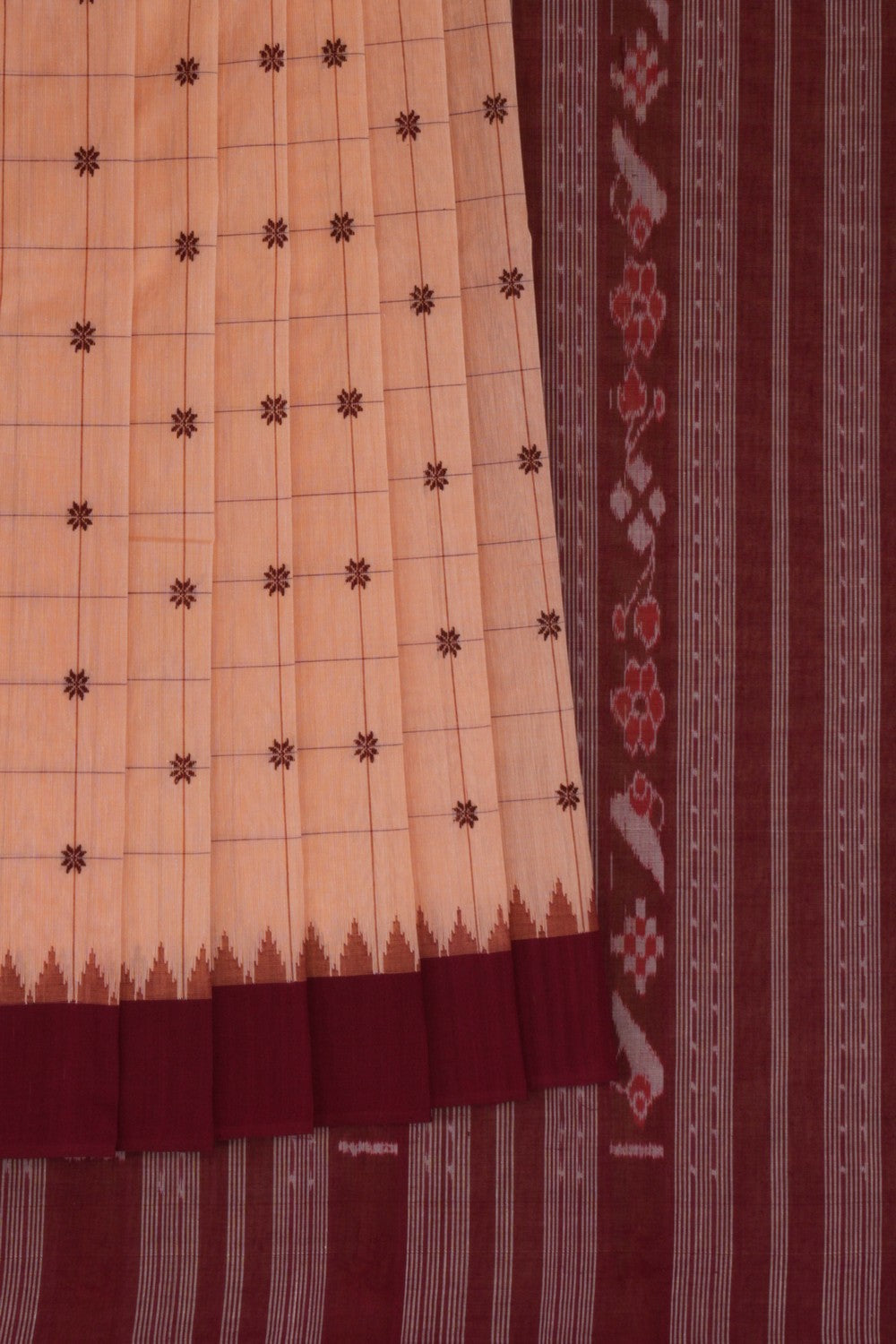 Kanchi Cotton Kattam Peach Saree