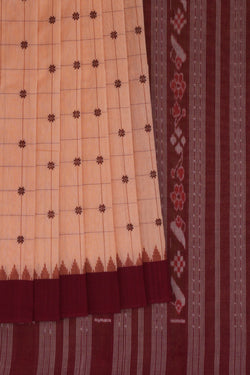 Image of Kanchi Cotton Kattam Peach Saree