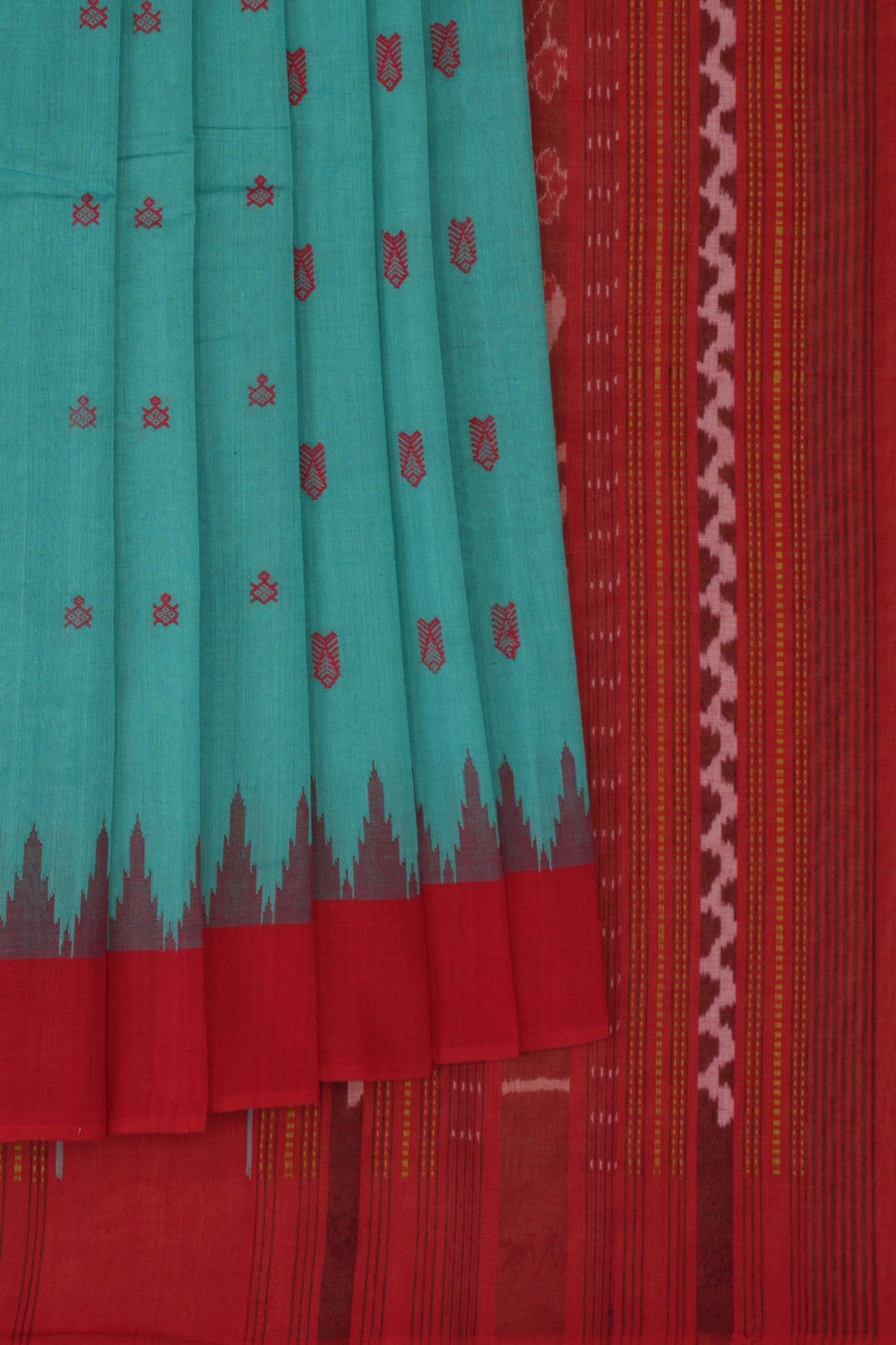 Image of Kanchi Cotton Sea Blue Saree