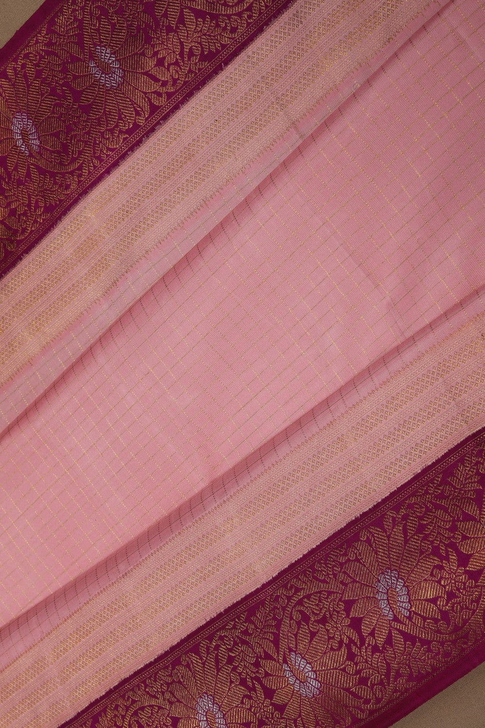 Image of Arani Silk Kattam Pink Saree