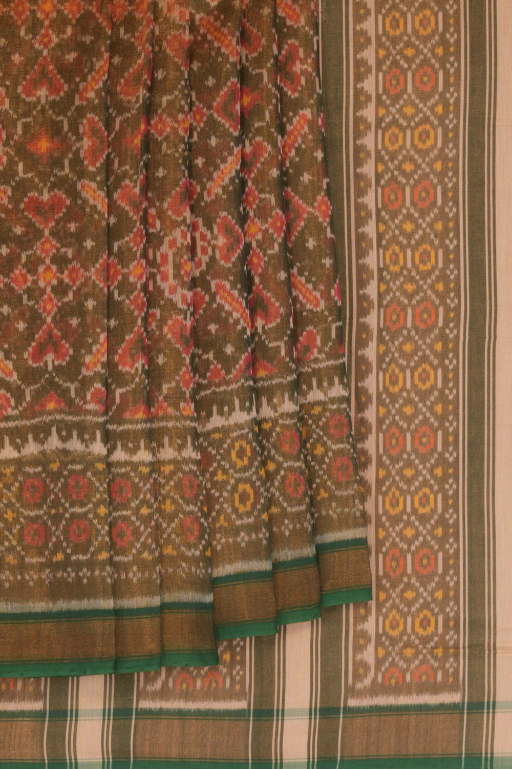 Image of Rajkot Patola Tissue Silk Green Saree