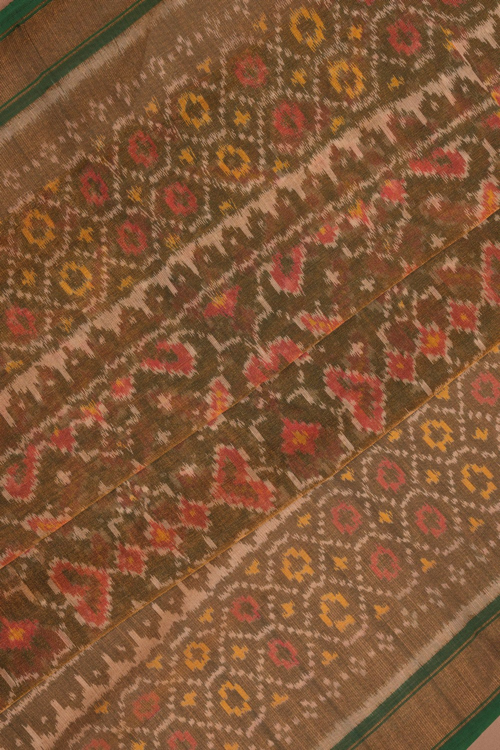 Image of Rajkot Patola Tissue Silk Green Saree