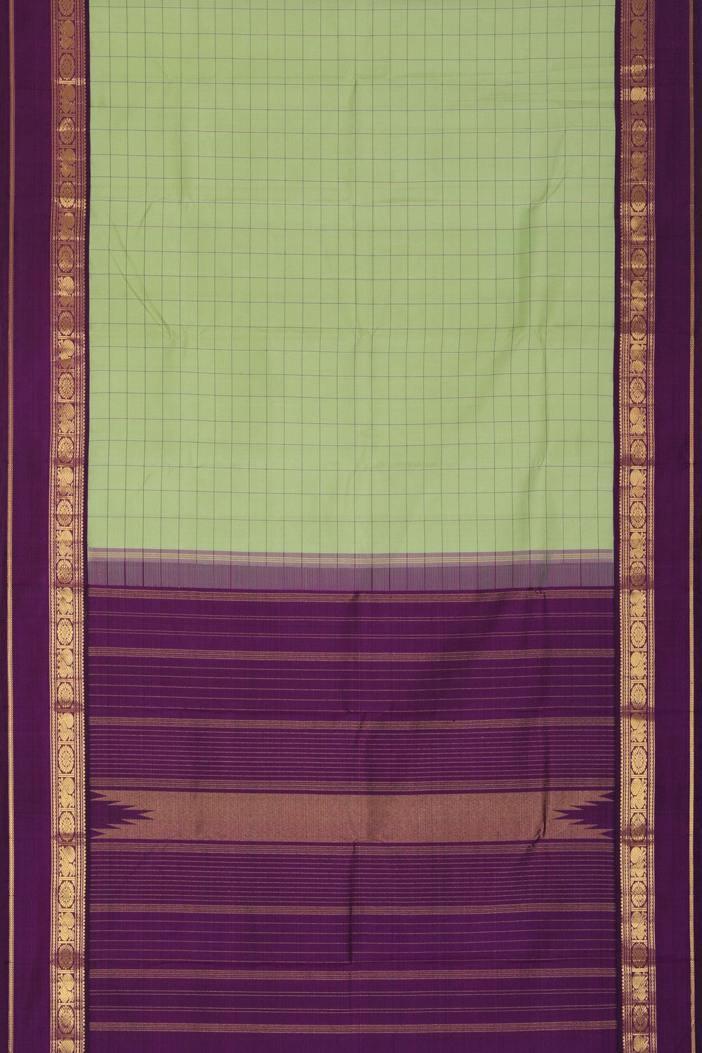 Image of Arani Silk Kattam Sage Green Saree