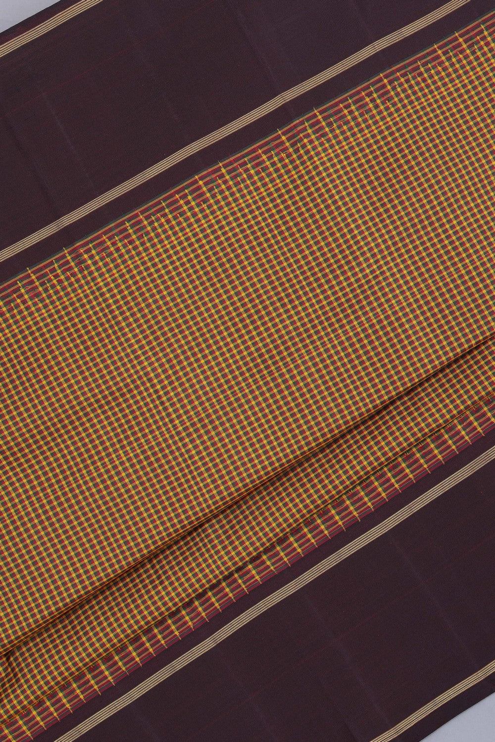 Image of Arani Silk Kattam Mustard Saree