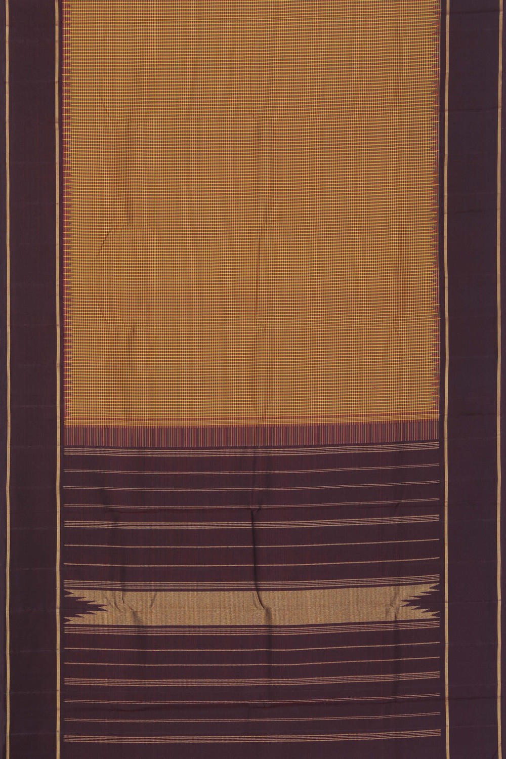 Image of Arani Silk Kattam Mustard Saree