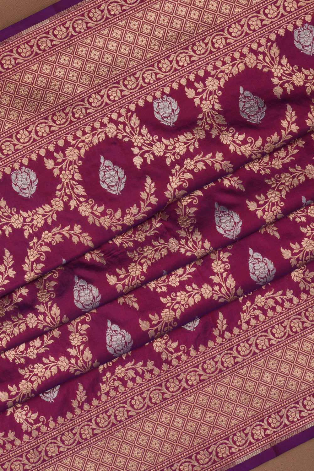 Image of Banarasi Katan Silk Violet Saree