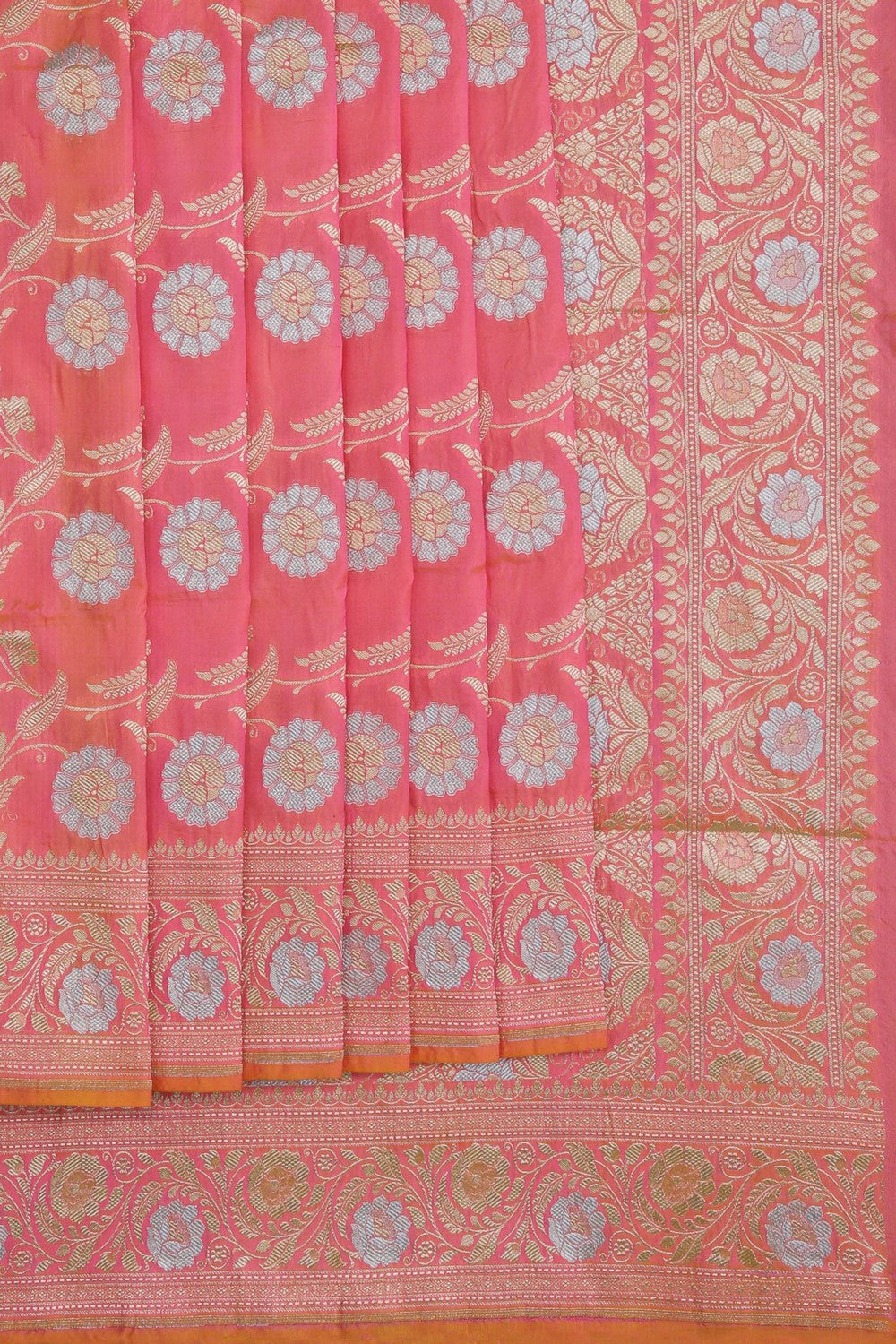 Image of Banarasi Katan Silk Peach Saree