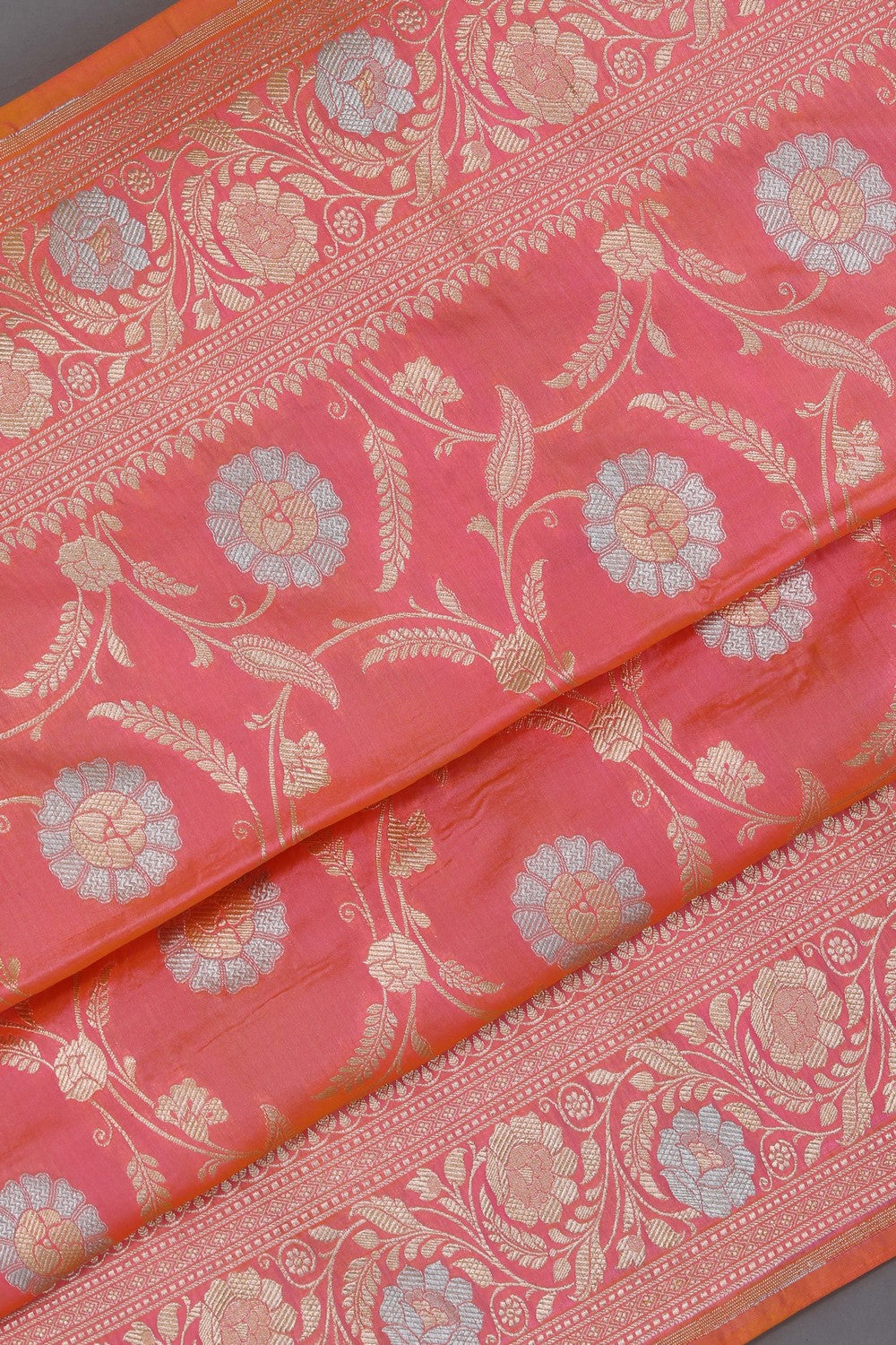 Image of Banarasi Katan Silk Peach Saree