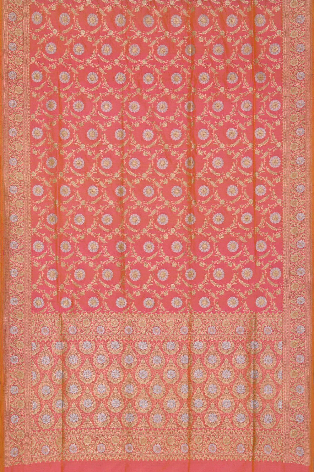 Image of Banarasi Katan Silk Peach Saree
