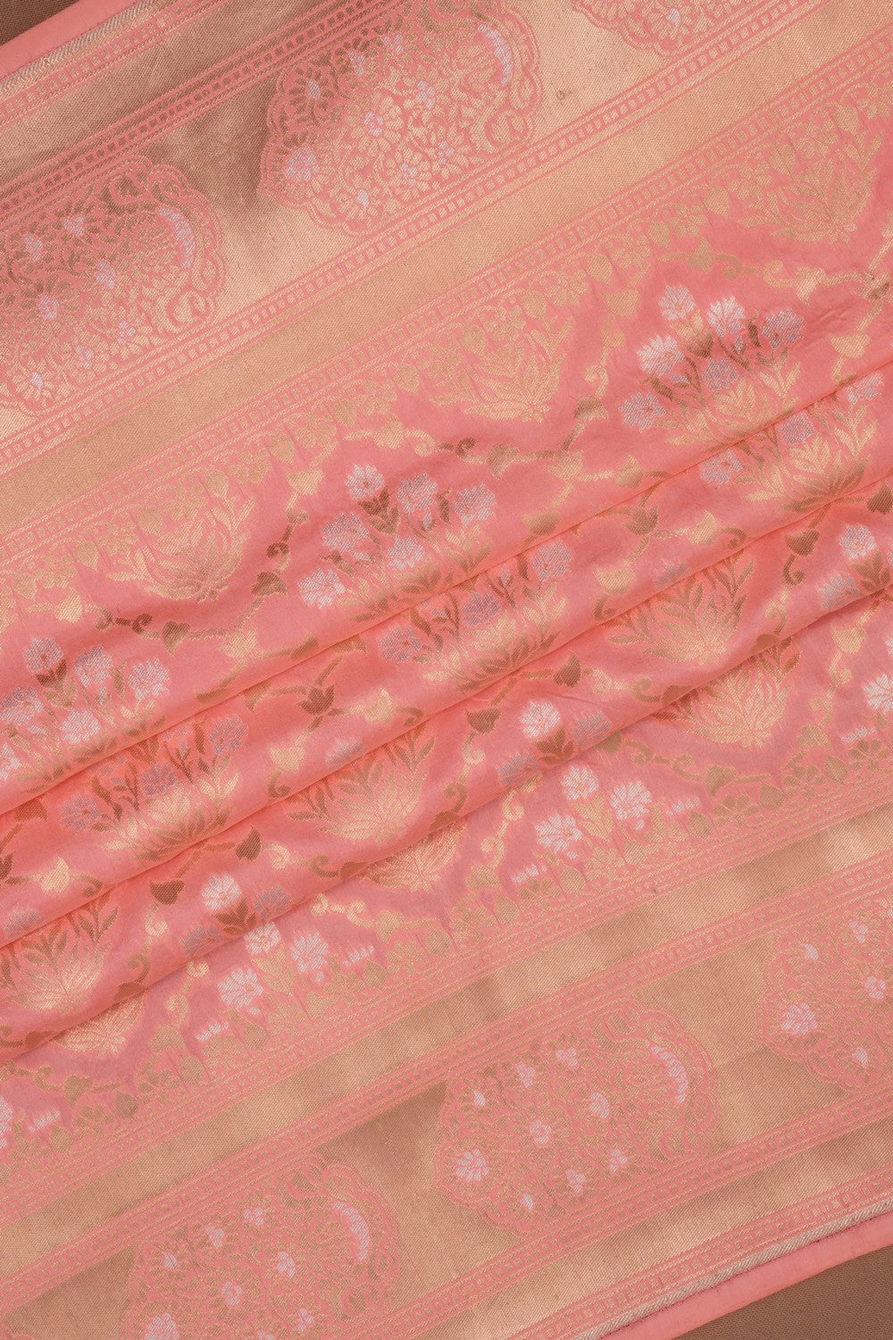 Image of Banarasi Katan Silk Peach Saree