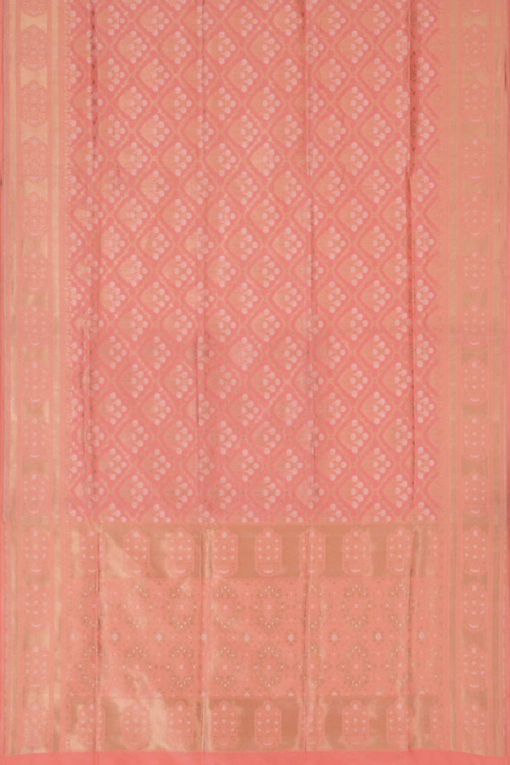 Image of Banarasi Katan Silk Peach Saree
