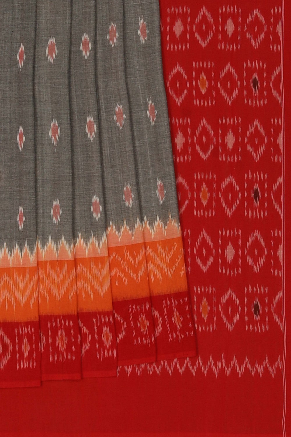 Pochampally Ikat Cotton Grey Saree