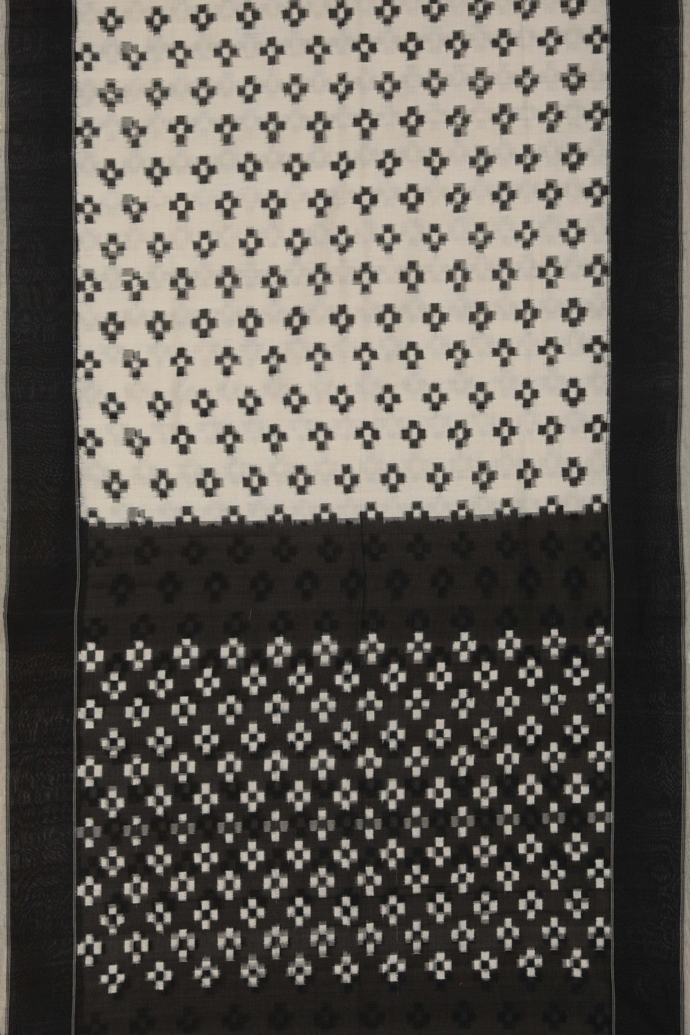 Image of Pochampally Ikat Cotton Off-White Saree