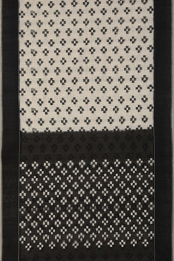 Image of Pochampally Ikat Cotton Off-White Saree