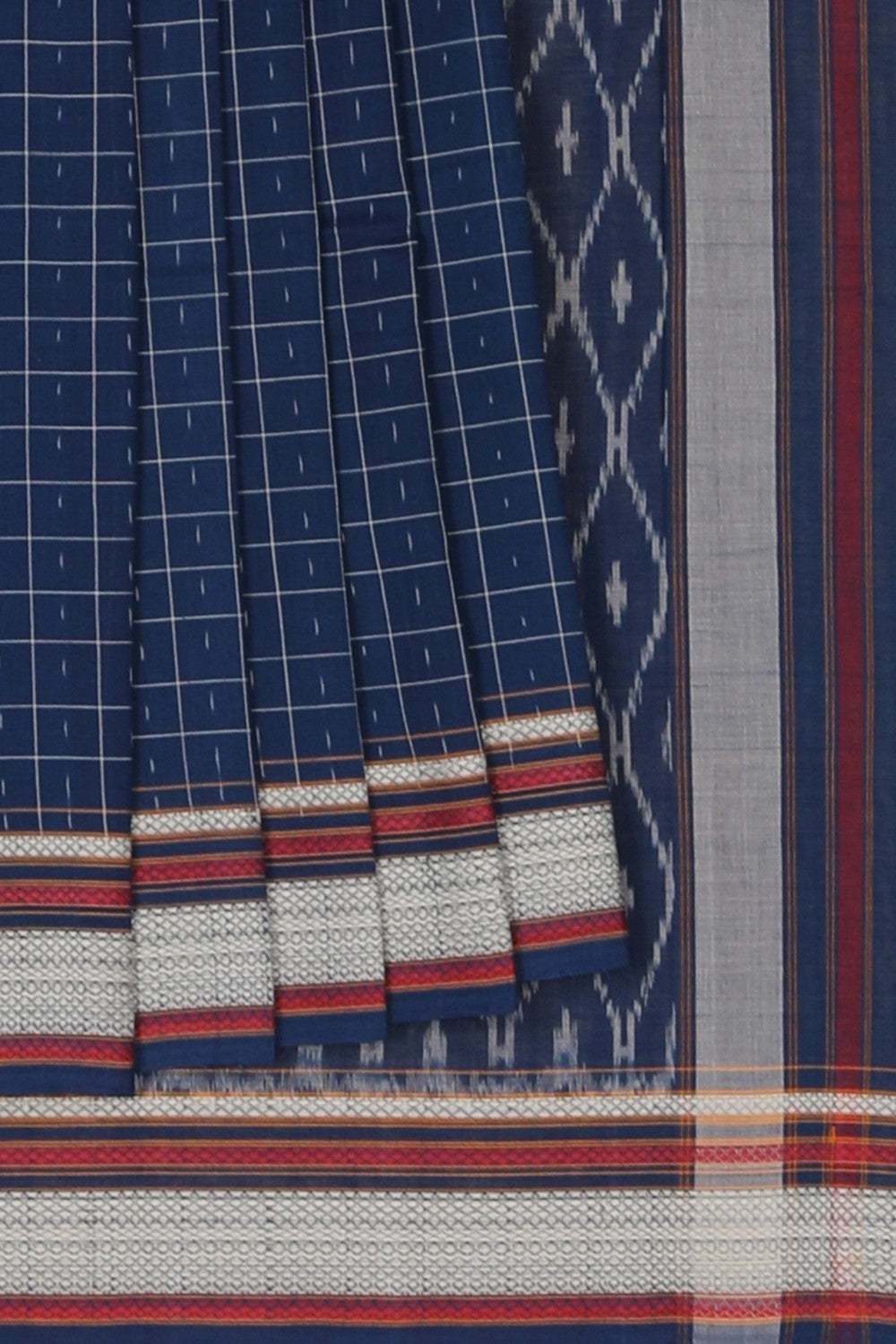 Image of Pochampally Ikat Cotton Blue Saree