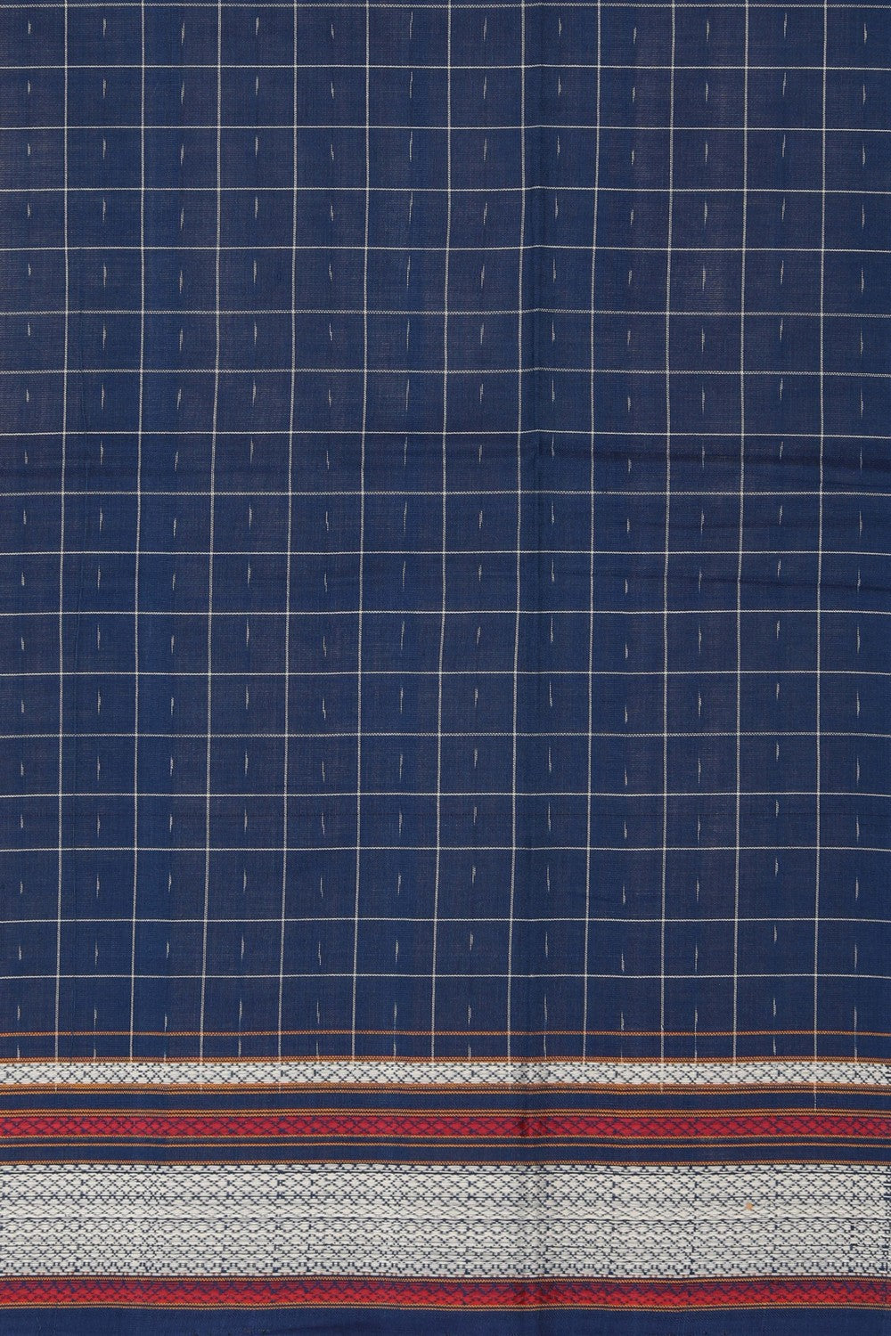 Image of Pochampally Ikat Cotton Blue Saree