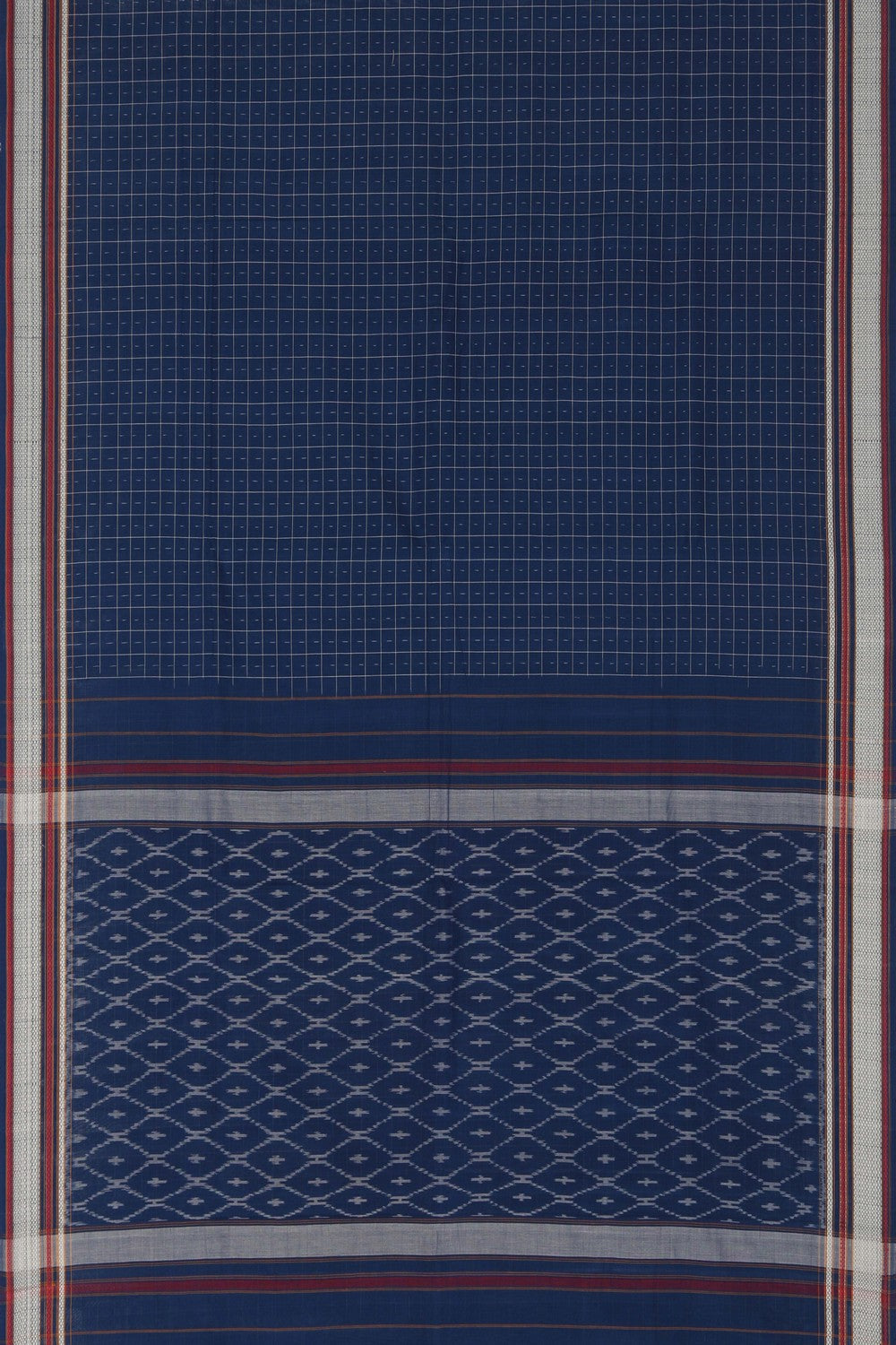 Image of Pochampally Ikat Cotton Blue Saree