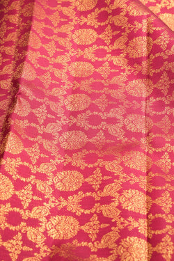 Image of Kanchipuram Silk Brocade Plum Pink Saree